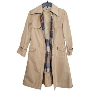 Vintage Long Trench Jacket Old Money Aesthetic Plaid Sherpa Lining Button Down